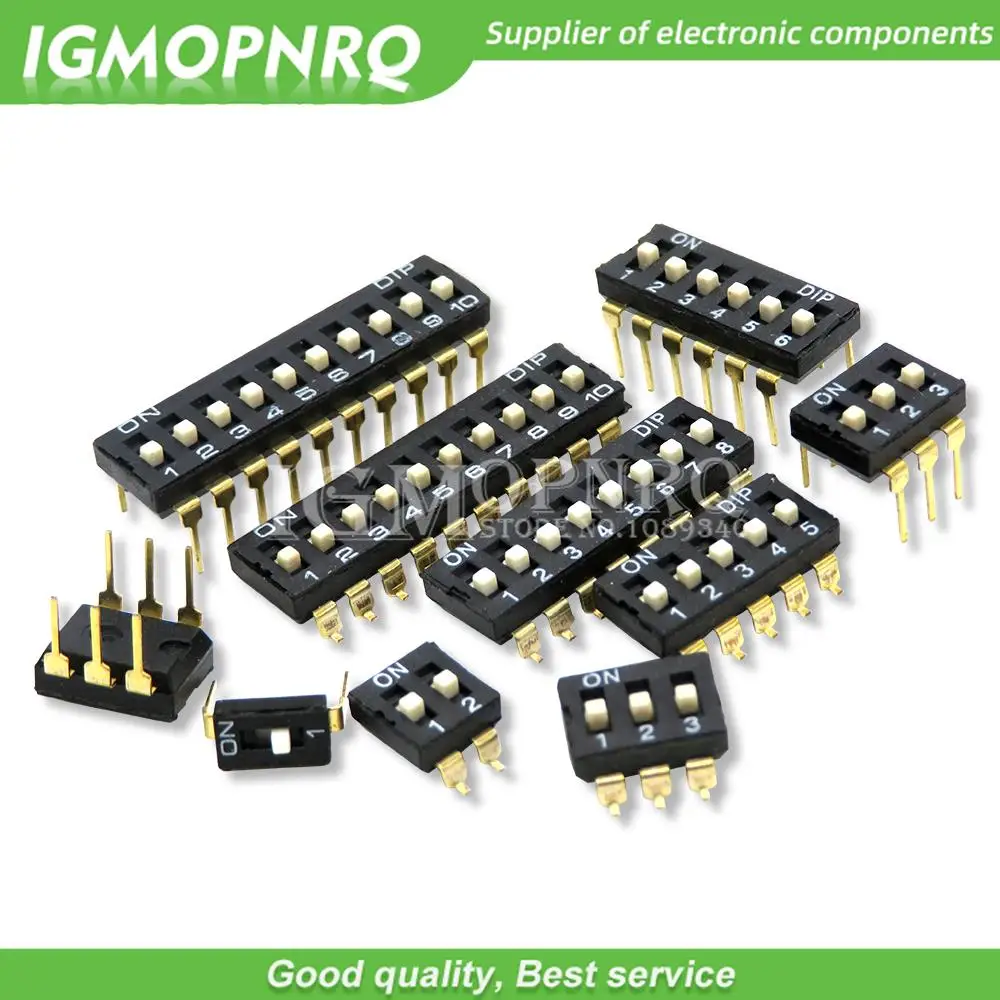 5PCS Toggle switch DIP SMD 1/2/3/4/5/6/8/10PIN ibuw slide switch socket 1 2 3 4 5 6 8 10 bits Pitch 2.54mm Black Snap Switch