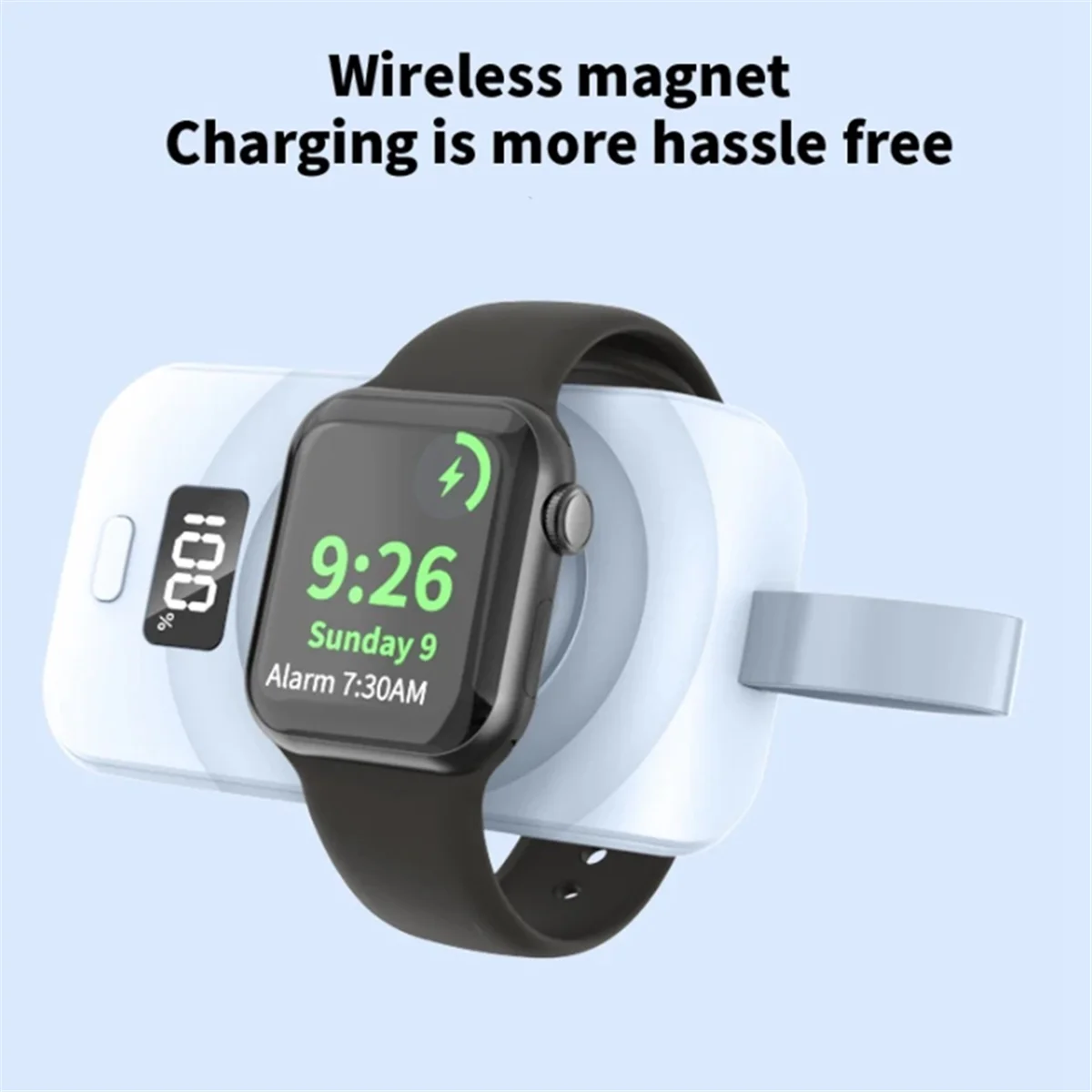 Portable Wireless Charger Power Bank for Apple Watch 8 7 6 5 4 3 SE Ultra Magnetic Charging Station White