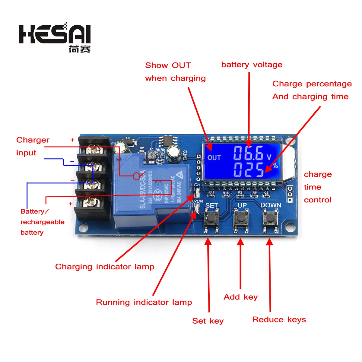 6-60v 30A 10A Lead-acid Solar Battery Charge Controller Protection Board Charger Time Switch 12v 24v 36v 48v Battery Capacity