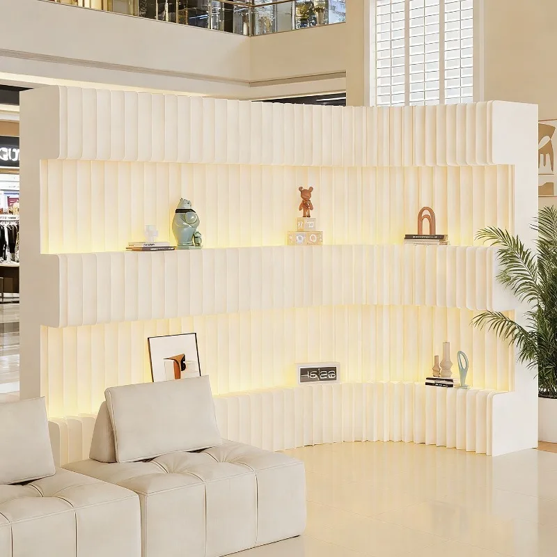 Lighted Paper Partition Wall, No Drill Self-assemble Divider with Display Counter