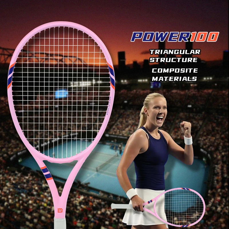 

POWER100 Carbon Aluminum Tennis Racket, 295±5g 50-60lbs 102in² Oversize Lightweight Frame Professional Training, Unisex for Play