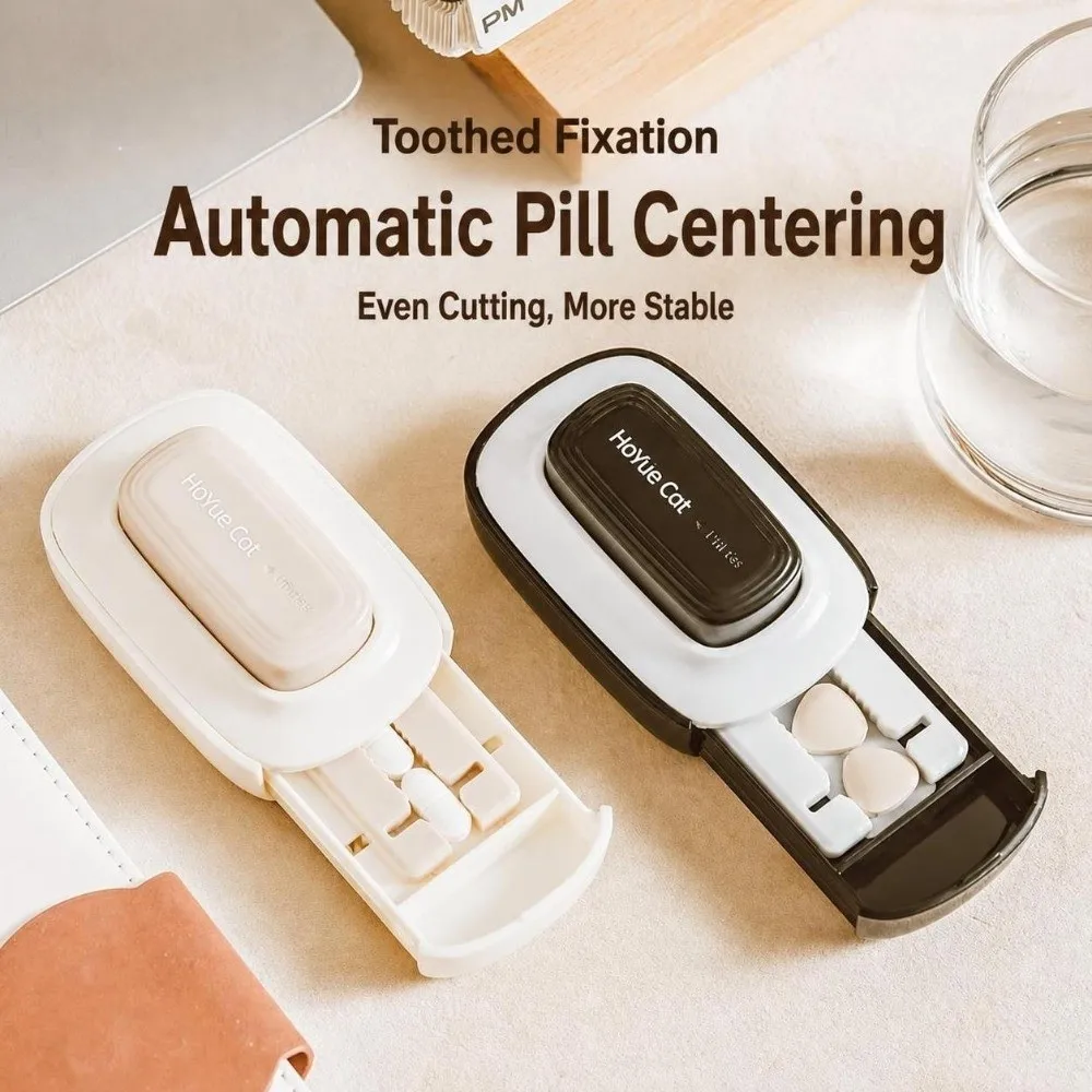 2/4 Parts Pill Cutter Pill Divider Storage Box Dustproof Pill Splitter Precise Medicine Divider for Small or Large Pills