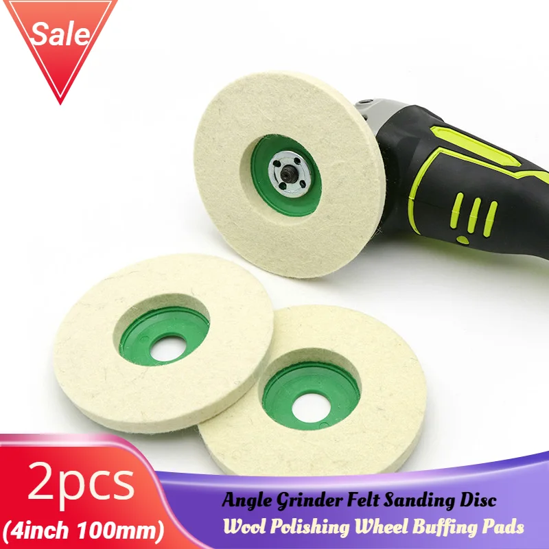 

2pcs 4 Inch 100mm Wool Polishing Wheel Buffing Pads Angle Grinder Felt Sanding Disc For Metal Marble Glass Ceramics