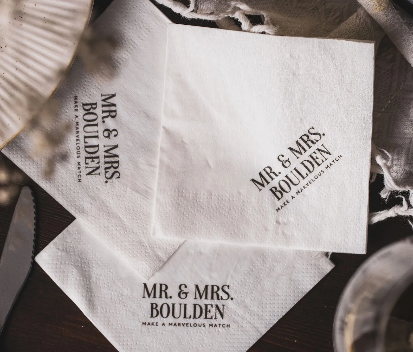 50pcs Personalized Napkins / Mr & MRS make a marvelous match / Photo napkin / Custom napkins / Wedding favor / cocktail napkins