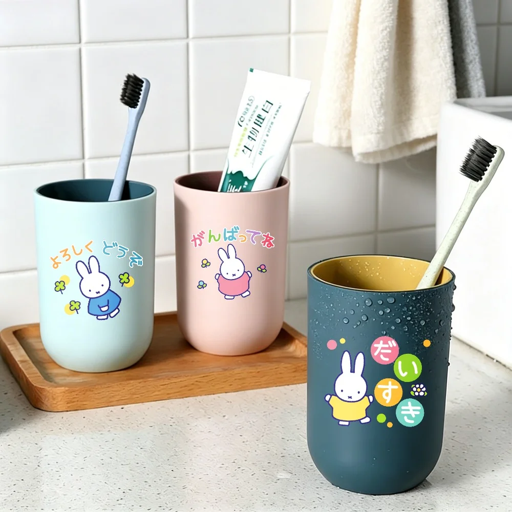 Cute Miffys Rabbit Toothbrush Cup Plastic Cup Cartoon Toothbrush Holder Household Toothbrush Cup Water Mug Bathroom Supplies