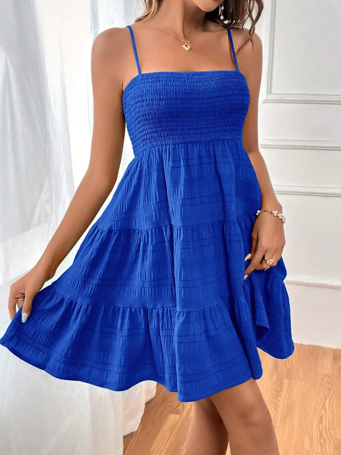 Summer 2026 Women's Fashion European Style One-Shoulder Thin Strap Solid Color Versatile Texture Dress