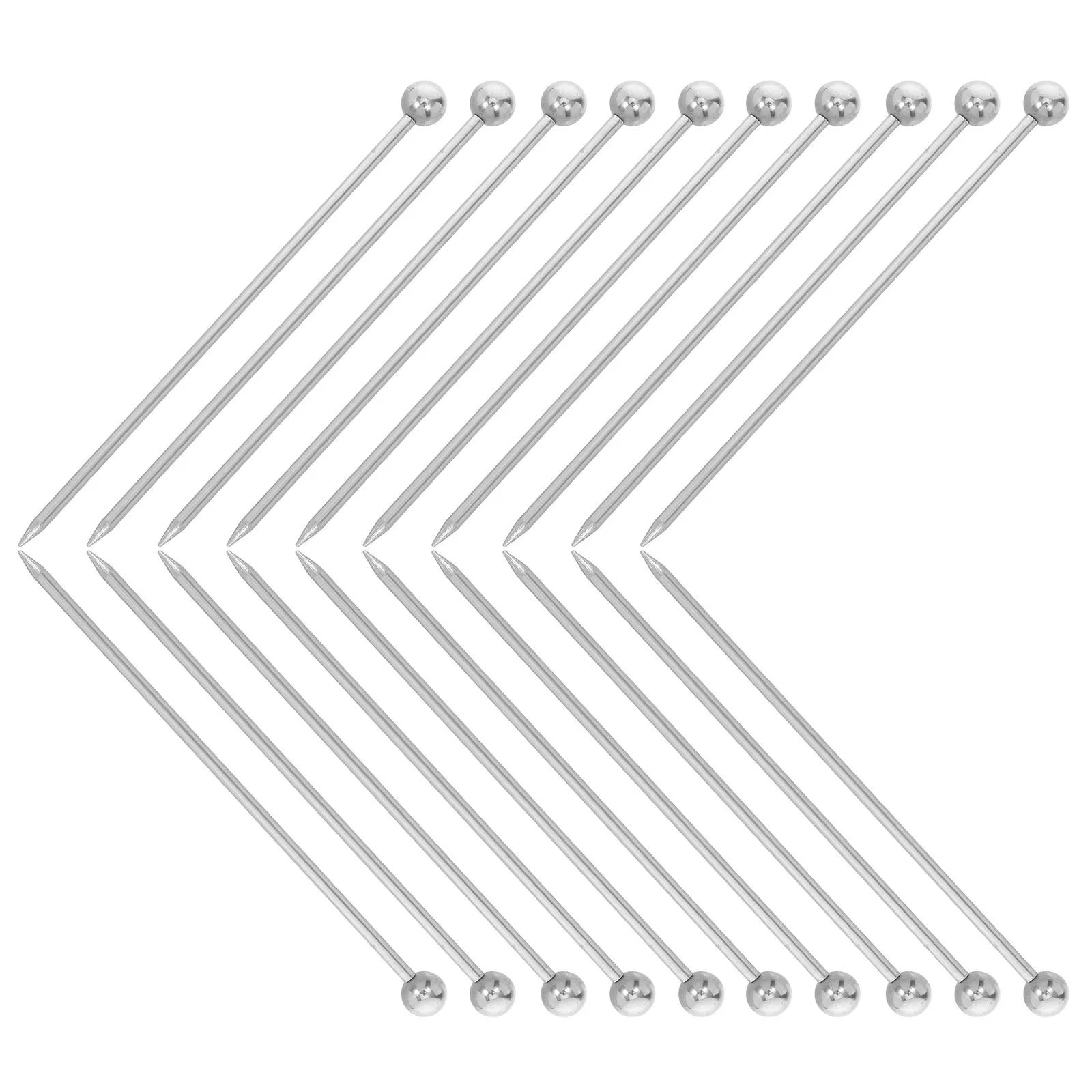 

20Pcs Stainless Steel Cocktail Picks Silver Metal Drink Garnish Skewers Reusable Bar Tools Appetizer Sticks Small Fruit Fork