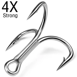 4x Strong Treble Hooks 10Pcs 4#-5/0# Saltwater Fishing Hooks High Carbon Steel Fishhooks High Strength Hooks Fishing Tackle