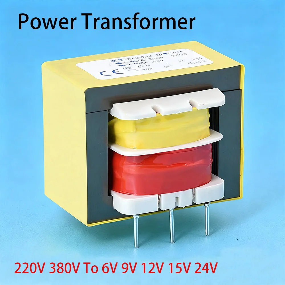 1Pcs 5W Power Transformer AC 220V 380V To AV 6V 9V 12V 15V 24V Isolated Power Frequency PCB Pin Type EI41 5-Pin Vertical