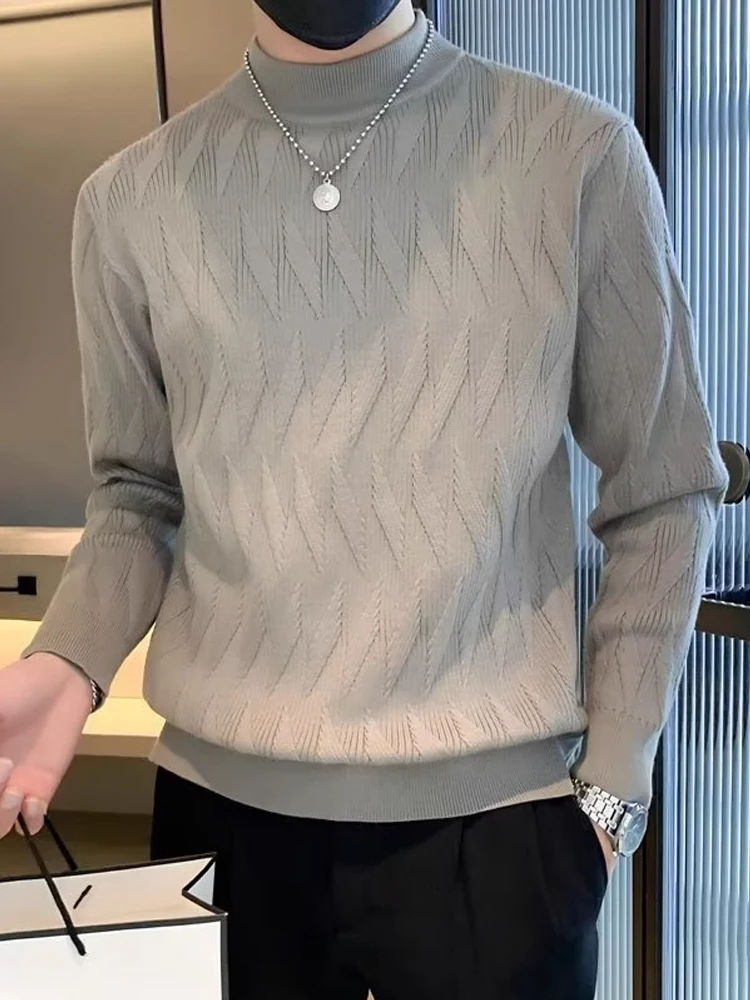 

Men's Thiened f-High Collar Knitwear Casual Loose Fit Warm Base irt Autumn Winter New Sle Spring Faion Cleanfit