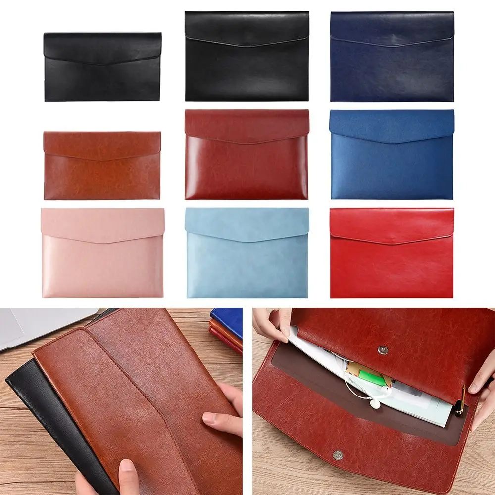 A4 A6 Leather File Folder Data Package Document Bag Fashion Briefcase Data Contract Bill File Bag School Office Supplies