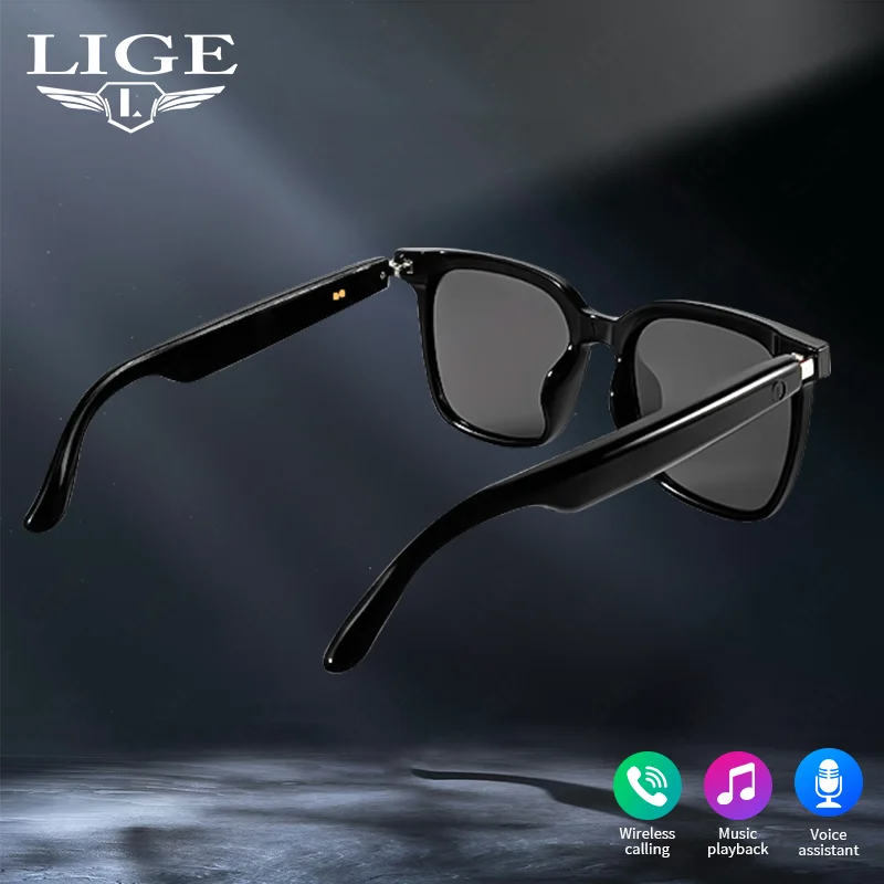 

LIGE 2025 New Smart Sunglasses Glasses Bluetooth Call Voice Assistant Outdoor Sports Headphones Anti-UV Eyeglasses For Men Women