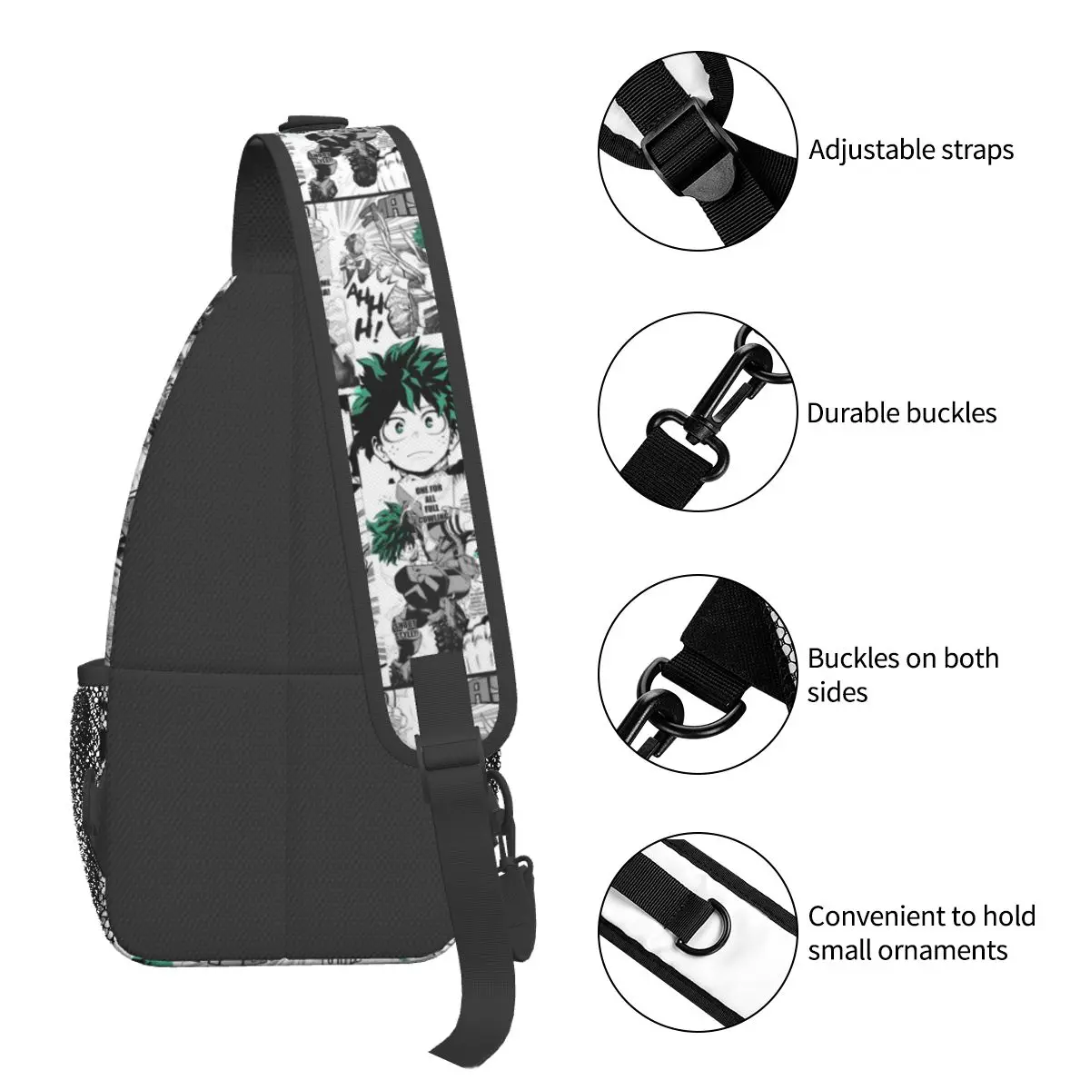 My Boku No Hero Academia Small Sling Bag Chest Crossbody Shoulder Backpack Outdoor Hiking Daypacks Deku Manga Anime School Bags