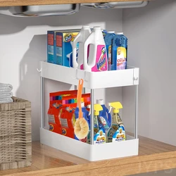 2 Tier Under Sink Organizer Kitchen Organizer Cabinet Storage Rack Multipurpose Rack Under Sink Storage for Bathroom Kitchen