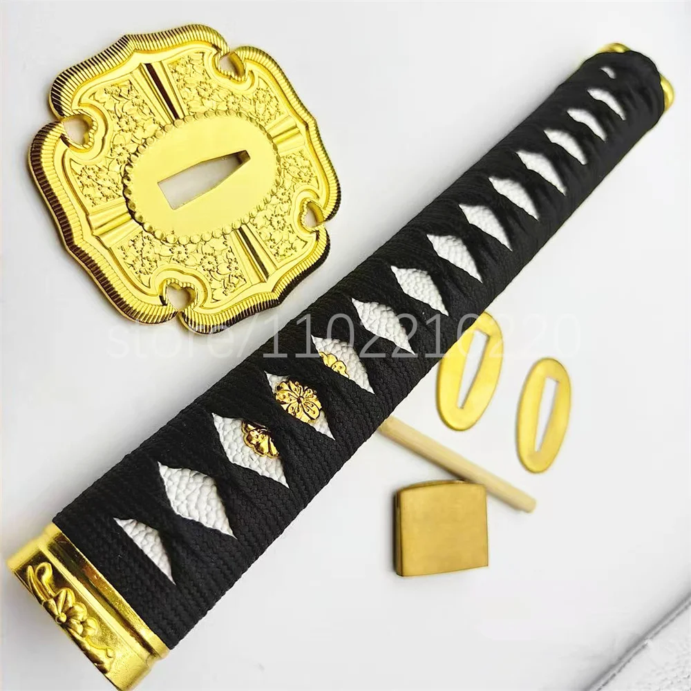 Unique Japan Tachi Sword Parts 26cm Tsuka Handle Alloy Tsuba Handguard Brass Habaki Seppa For Japanese Samurai Katana Fittings