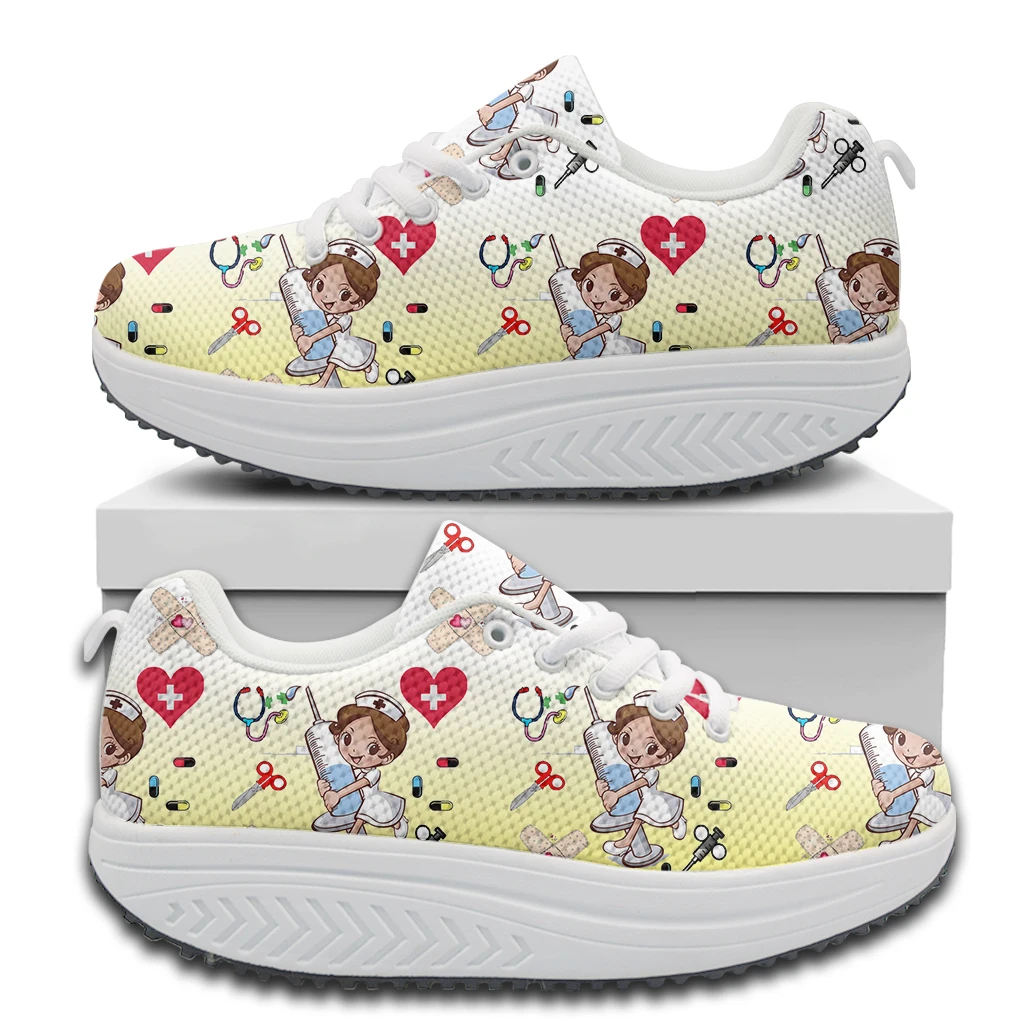 Nurses Doctors Must Wear Pink Gradient Pattern Autumn Winter Round Toe Vulcanized Shoes Brand Design Comfortable Soft Sneakers