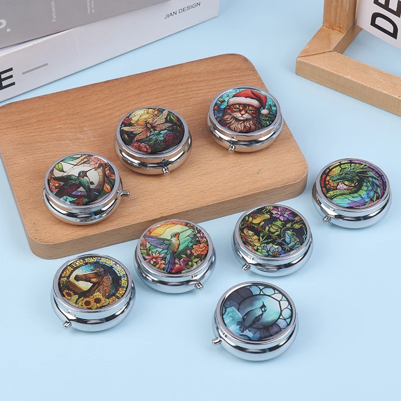 1Pc 3 Cell Metal Pill Boxes Stainless Steel Round Pill Boxes Medicine Organizer Container Medicine Case Splitters Pill Candy Box