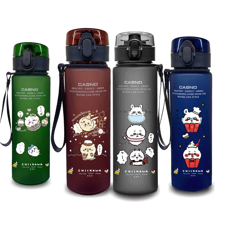 560ML Kawaii Chiikawa Cartoon Water Cup Portable Plastic Large Capacity Cartoon Figures Clear Cup Outdoor Sports Water Kids Cift