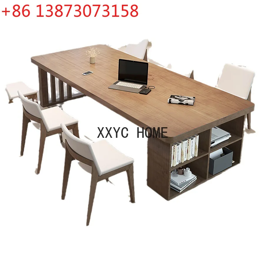 

Modern Minimalist Solid Wood Conference Table Multi-Functional Studio Tables and Chairs