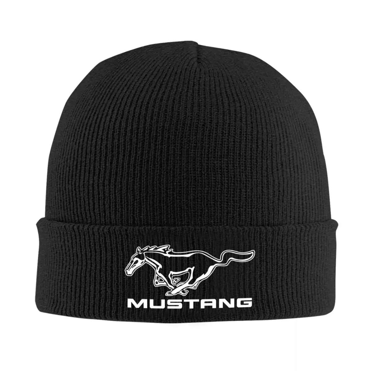 

Mustang Letter Skullies Beanies Caps Bonnet Ski Cap Warm Knitting Hat