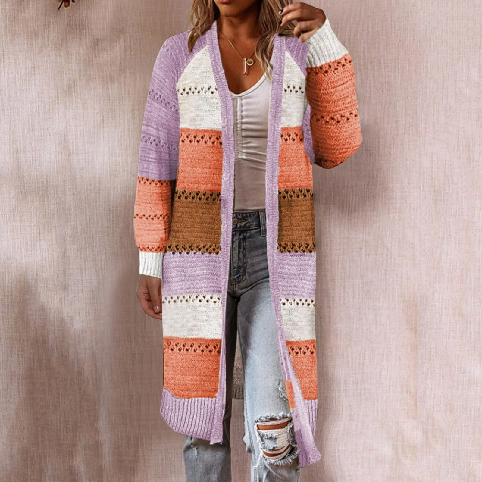 Winter Kintted Long Cardigans for Women Cable Knit Women Boho Open Front Zip Up Cardigan Sweater Coats Oversized Jactets