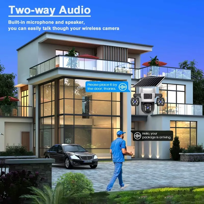 V380 pro câmera solar 4g sim ao ar livre três lentes três telas pir humano detectar cctv bateria de segurança ptz ip camara fazenda pomar