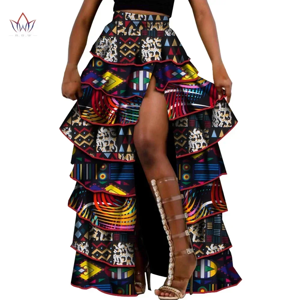 BintaRealWax Summer Women African High Waist Cupcake Skirt Bazin Riche African Skirt Africaine Pour Les Femmes WY6634