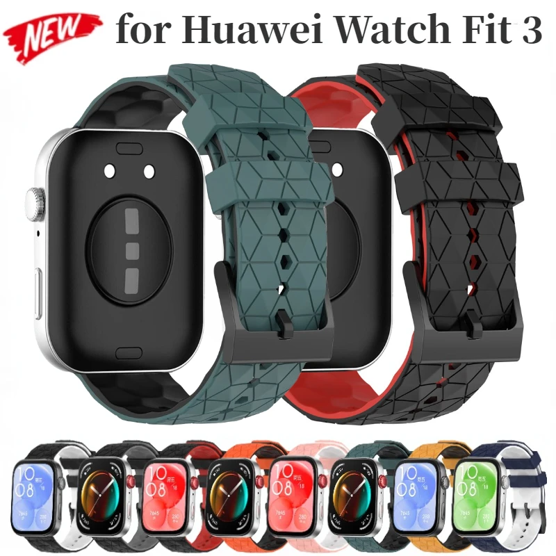 Football Pattern Silicone Strap for Huawei Watch Fit 3 Sports Soft Bracelet Wristband for Huawei Watch Fit 3 Correa Replacement