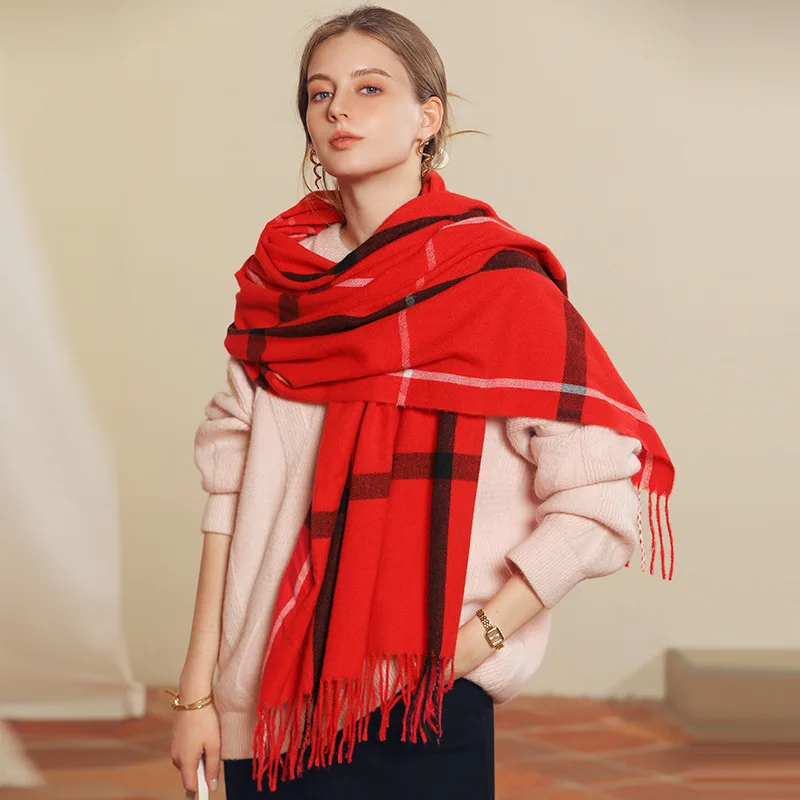 Women Autumn Winter Scarf Lady Cashmere Feeling Muffler Spring Fall Large Blanket Classic Plaid Shawl Soft Warm Wrap Wholesale