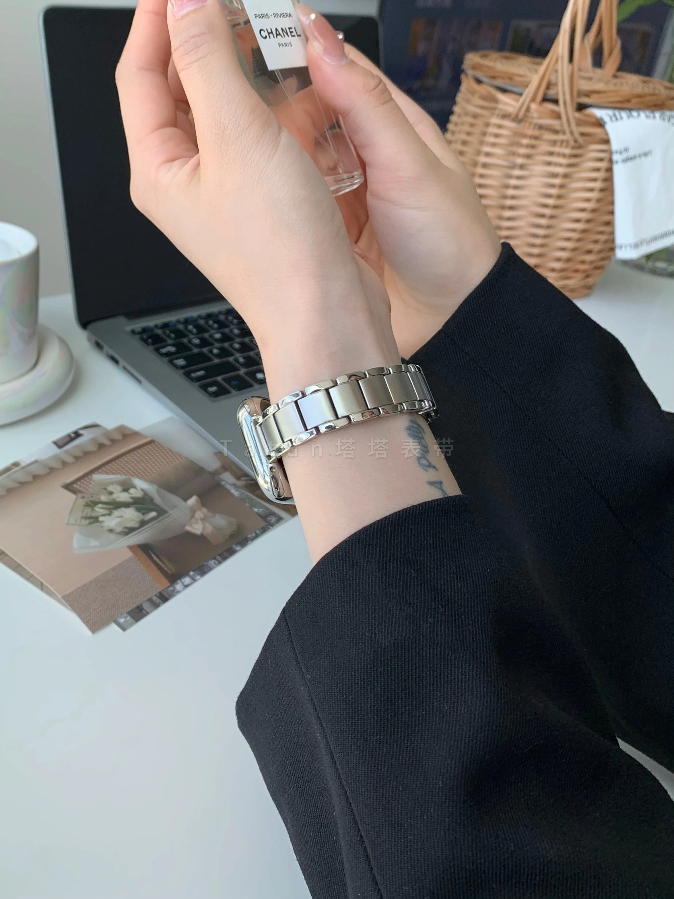 Starlight Watchband Stainless Steel Strap for Apple Watch Band Applewatch S8 Simple and Thin Series 7 654SE2 Correas Apple Watch