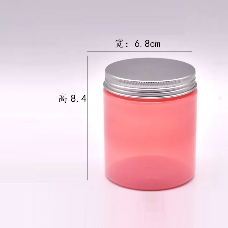 Barattolo cosmetico in plastica da 24 pezzi Vaso per crema rosa trasparente vuoto 100g 150g 200g 250g Coperchio in alluminio argento Contenitore per crema da imballaggio portatile