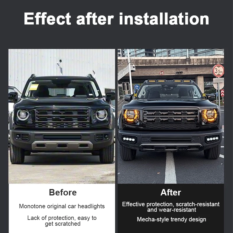 

For Haval Big Dog MK1 Accessories 2026~2028 Headlight Protection Covers Stickers Auto Exterior Parts Decorations Car Light Frame