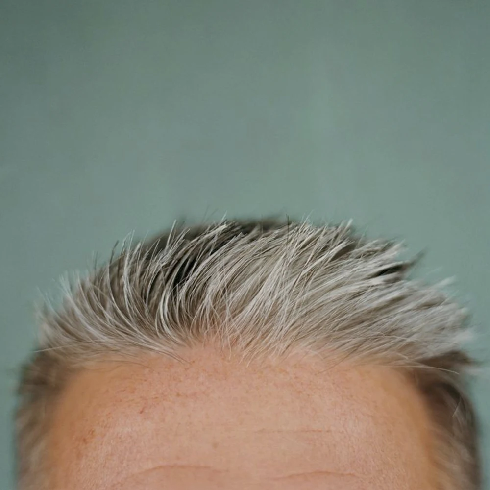 خط شعر طبيعي فائق النحافة 0.02 ملم جلد صغير 80% كثافة شعر مستعار للرجال غير مرئي 365 #   شعر مستعار رمادي قديم للرجال قطع شعر Vloop