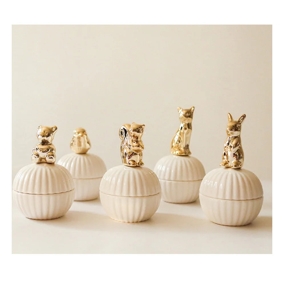 

1Pcs Jewelry Box Gold Ceramic Fine Workmanship Jewelry Holder Secure Scratch Protection Storage for Rings Earrings Beads Mini