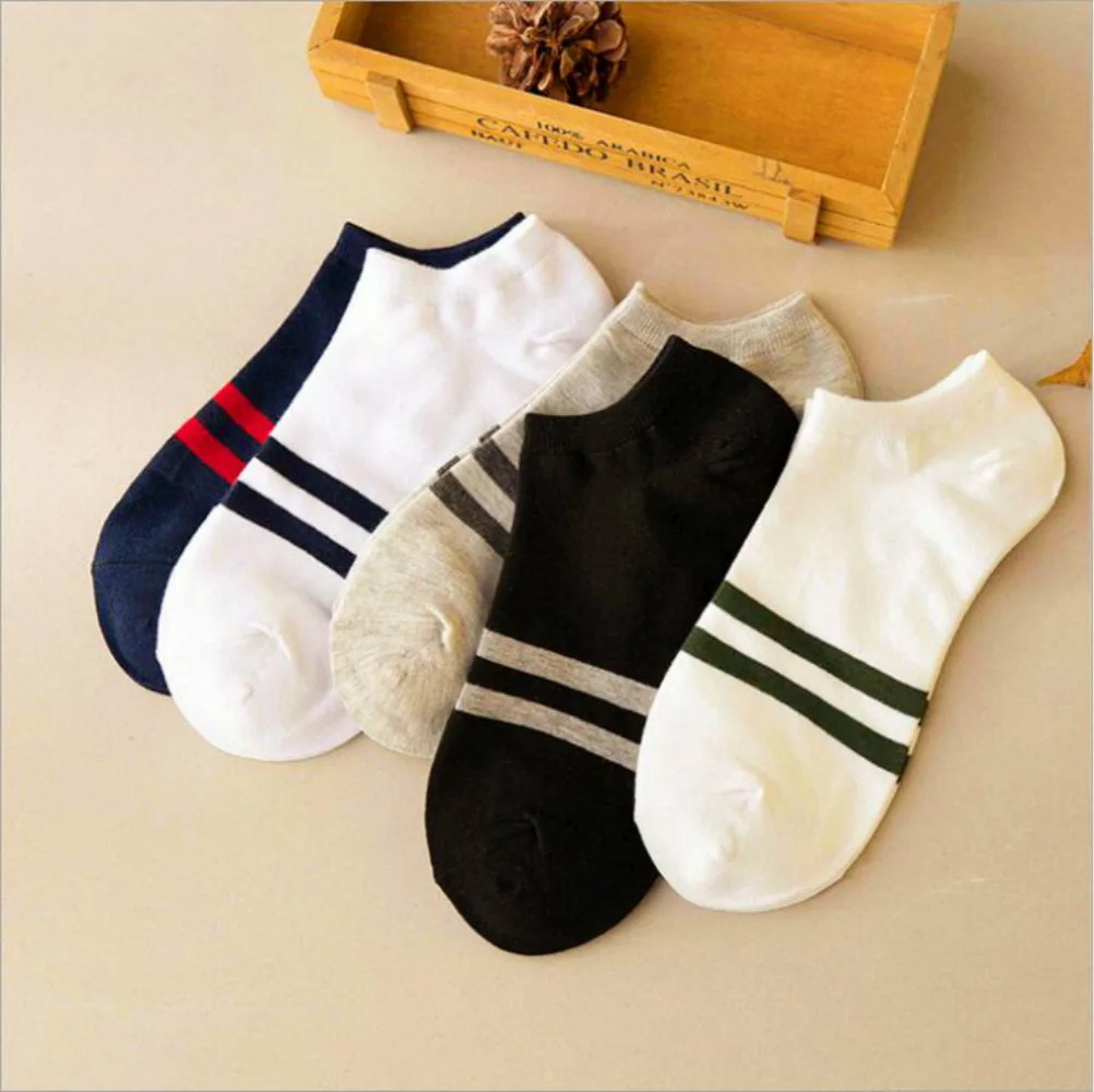 Men\'s Socks Cotton Stripe Boat Socks All Seasons Spring Autumn Male Casual Men Sock Breathable Men Ankle Sock