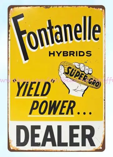 artwork prints Fontanelle seed corn yeild power dealer Hybrids metal tin sign