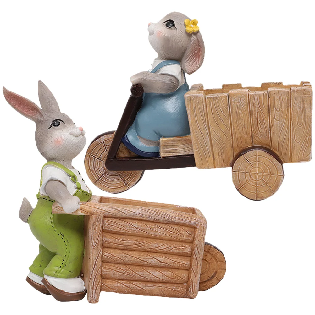 

2Pcs Rabbit Resin Small Flower Pot Succulent Bonsai Planter Pots Creative Desktop Plant Containers Office Home Decoration
