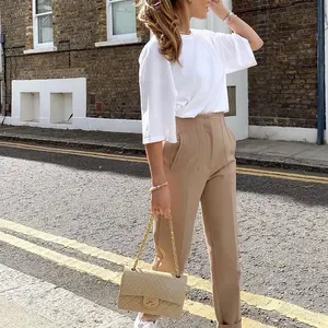 TRAFZA-بنطال قلم رصاص أحادي الخصر للنساء ، ملابس الشارع غير الرسمية ، مكتب أنيق ، بنطلون أنيق أعلى 10 سراويل مصممة مبيعا زارا - رقم 1