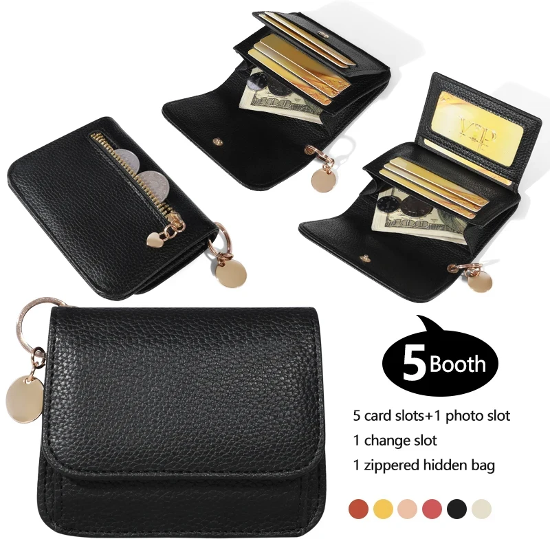 Portafoglio corto vintage tinta unita donna uomo portamonete portatile borsa porta carte di credito portafogli giornalieri minimalisti