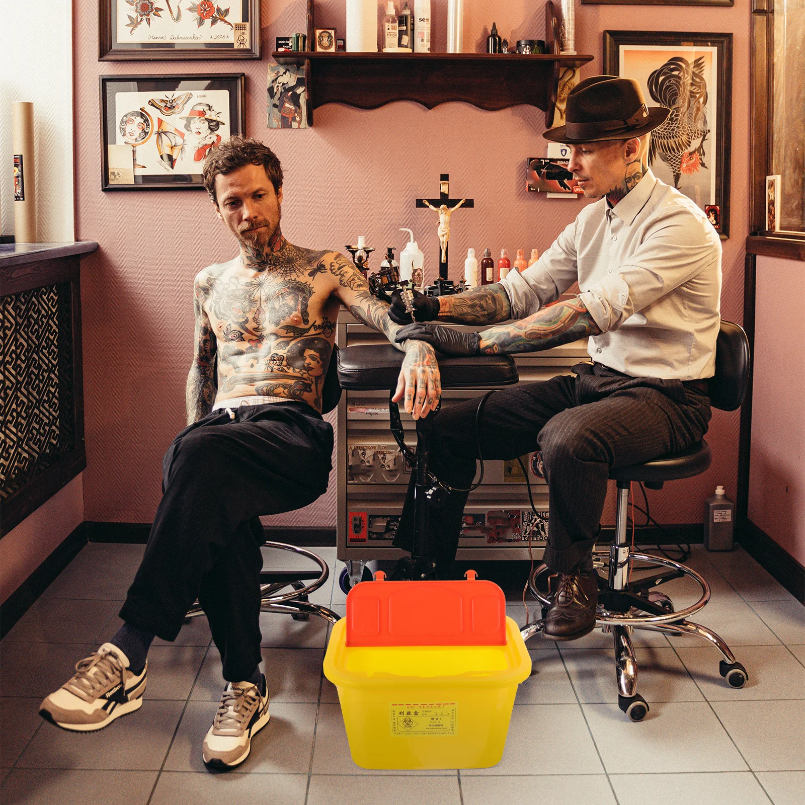 

Sharps Container For Tattooing Medical Use Durable Leakproof Waste Disposal Box Needle Safety Can Home Hospital Lab Consumable