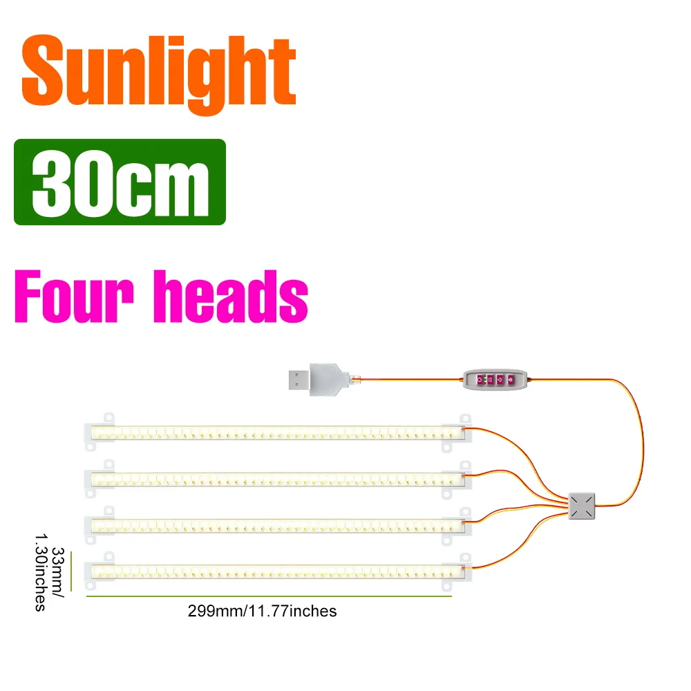 LED Plant Grow Light Bar Volledige Spectrum USB Indoor Ingemaakte Vullamp 5V Dimbare Succulente Zaaien Bloem Cactus Cultiveren lampen