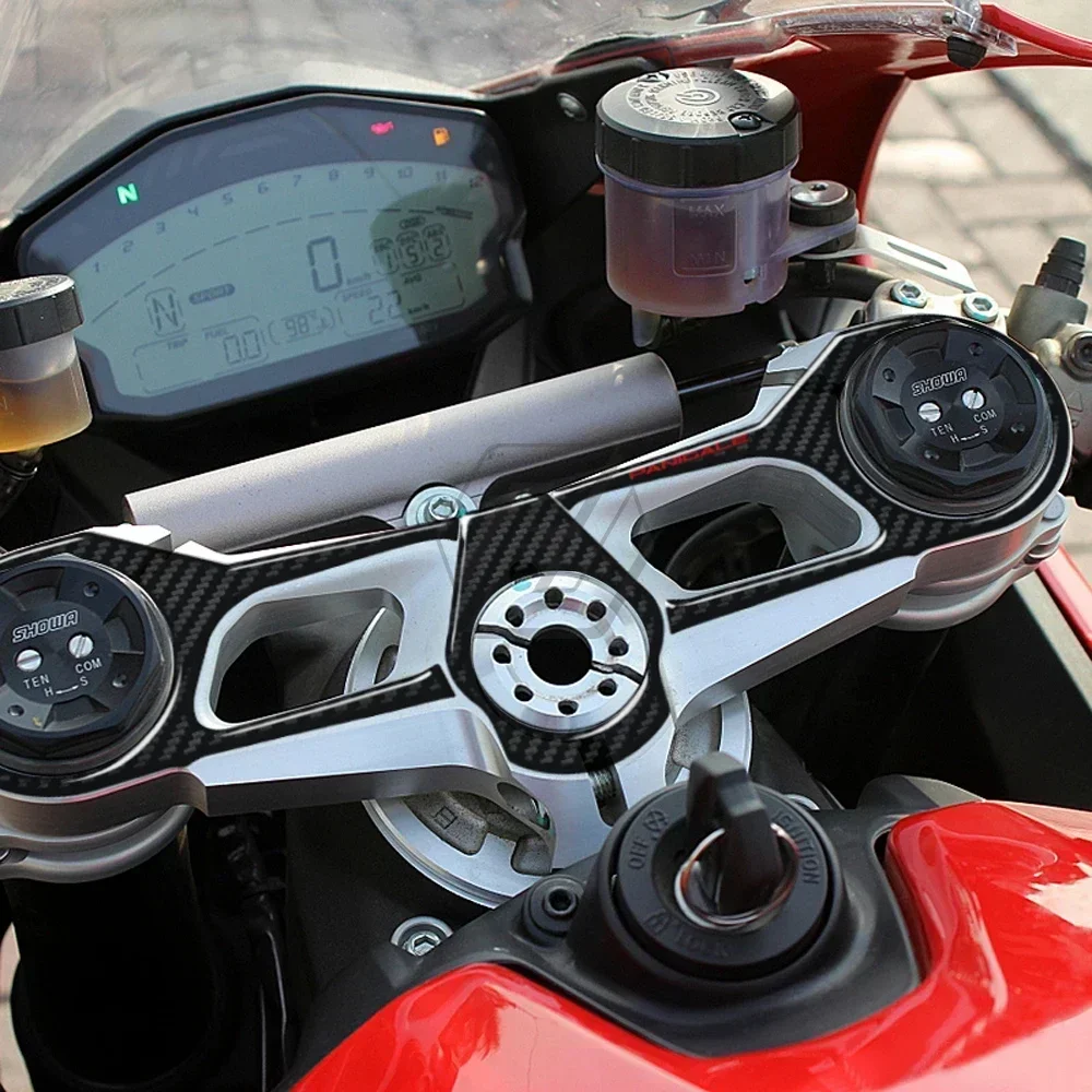 3D Carbon Fiber Triple Tree Yoke Cover Protector Tank Pad  For Ducati 1199 Panigale S 2012-2014 1299 2015-2018