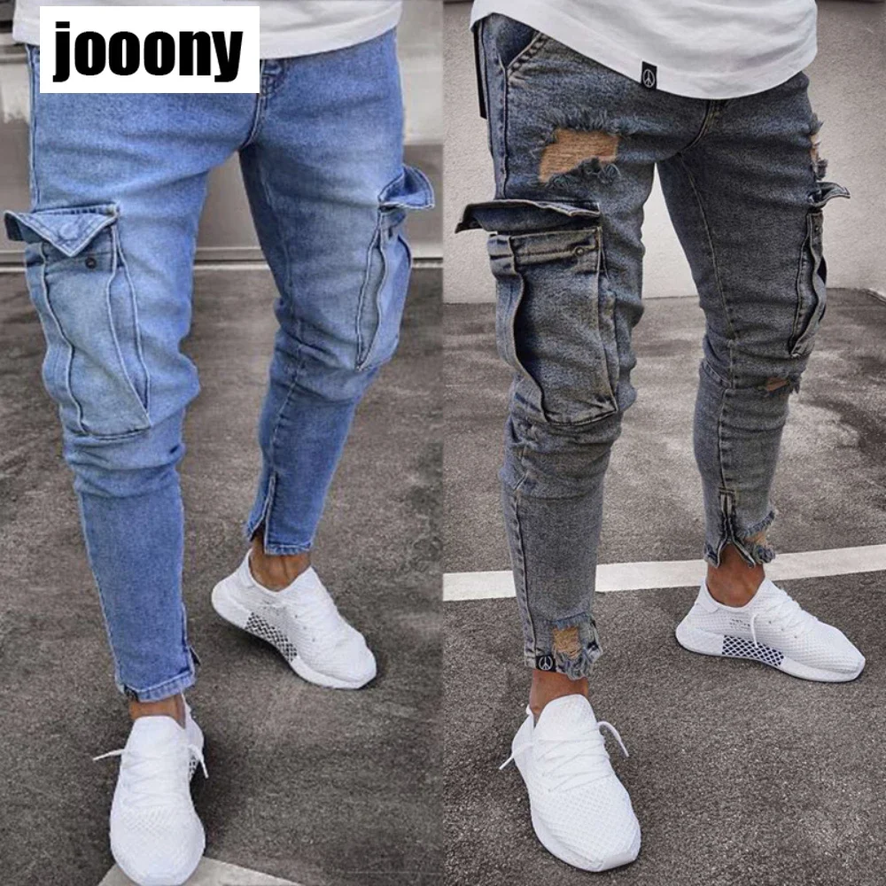 streetwear jean femme baggy pockets denim Jeans for men clothing Man casual pants Men\'s jeans casual slim Male trousers