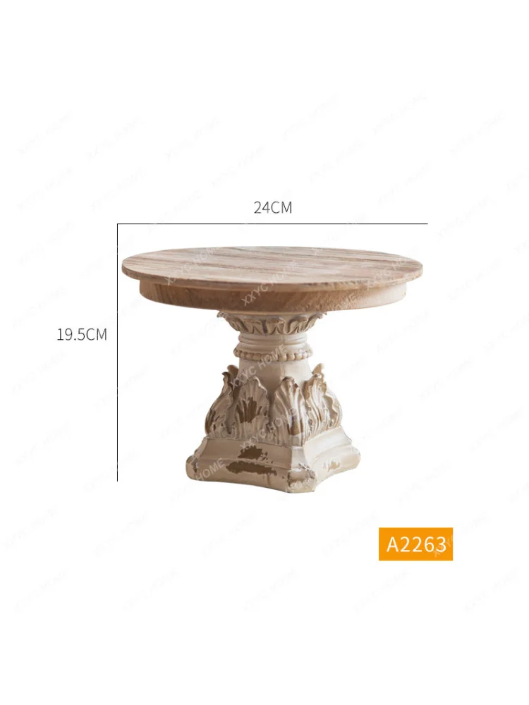 

American Solid Wood round Base Pastoral Vase Carving Crafts Decoration Teapot Fish Tank Stone Head Log Bracket