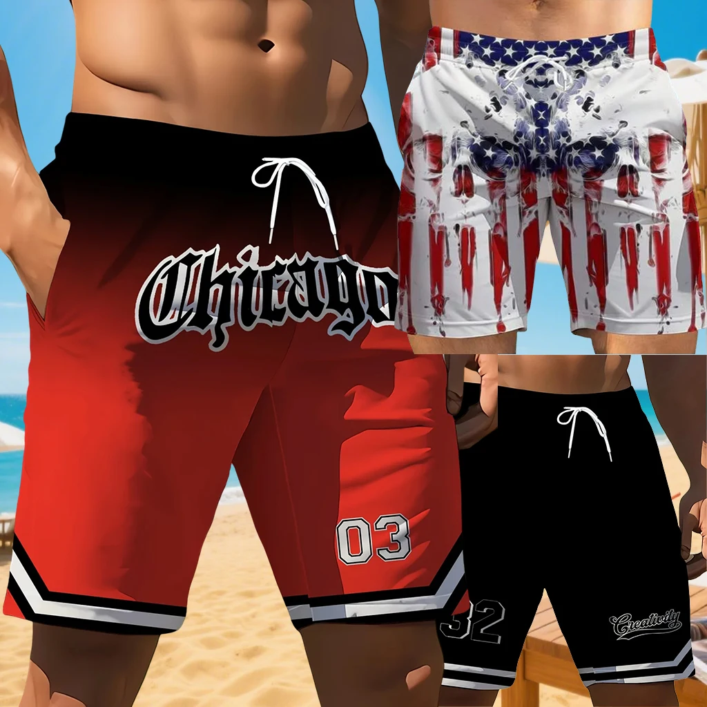 

Новые быстросохнущие дышащие свободные удобные пляжные шорты Chicago, уличные модные шорты в стиле хип-хоп, шорты для бега, альпинизма