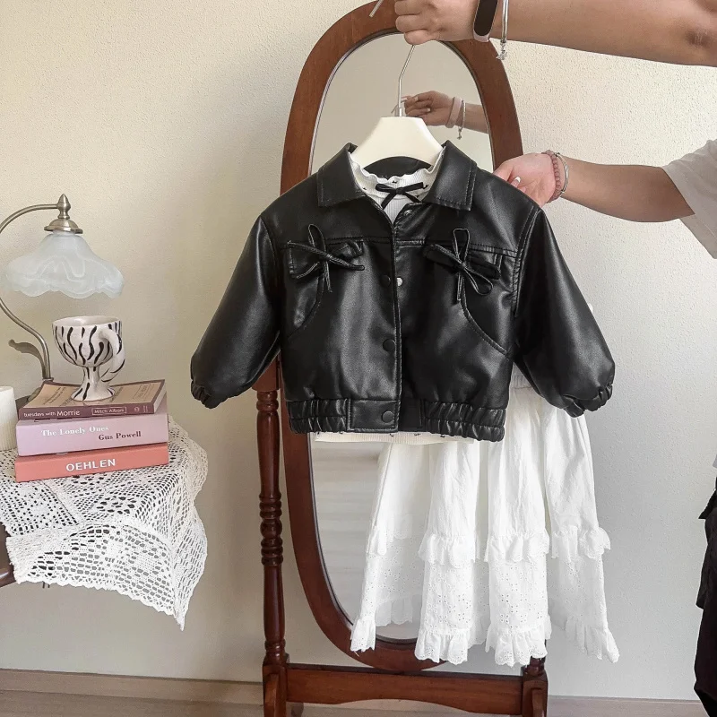 

Children's Leather Jacket New Spring Autumn Girls' Fashion Stylish Jacquard Cake Skirt Half Skirt Children's Clothing