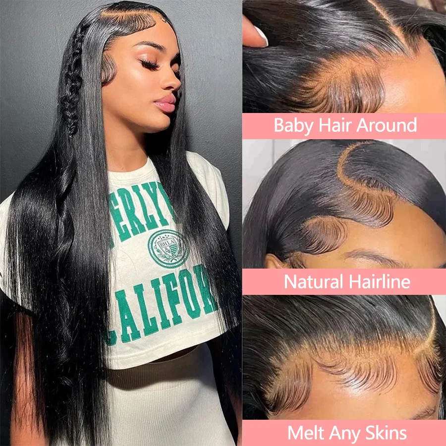 Straight Human Hair Lace Frontal Wig 13x4 Transparent Lace Wigs 100% Brazilian Human Hair Wigs Natural Human Hair Extensions