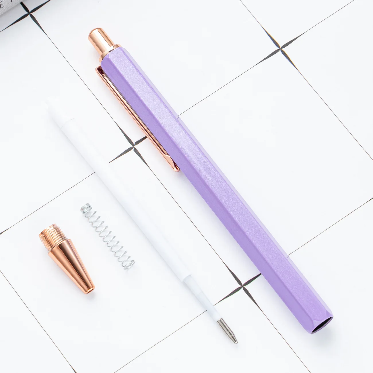 1 Piece Lytwtw's Creative Ballpoint Hexagon Metal press Pen Stationery School Office Supply image 5