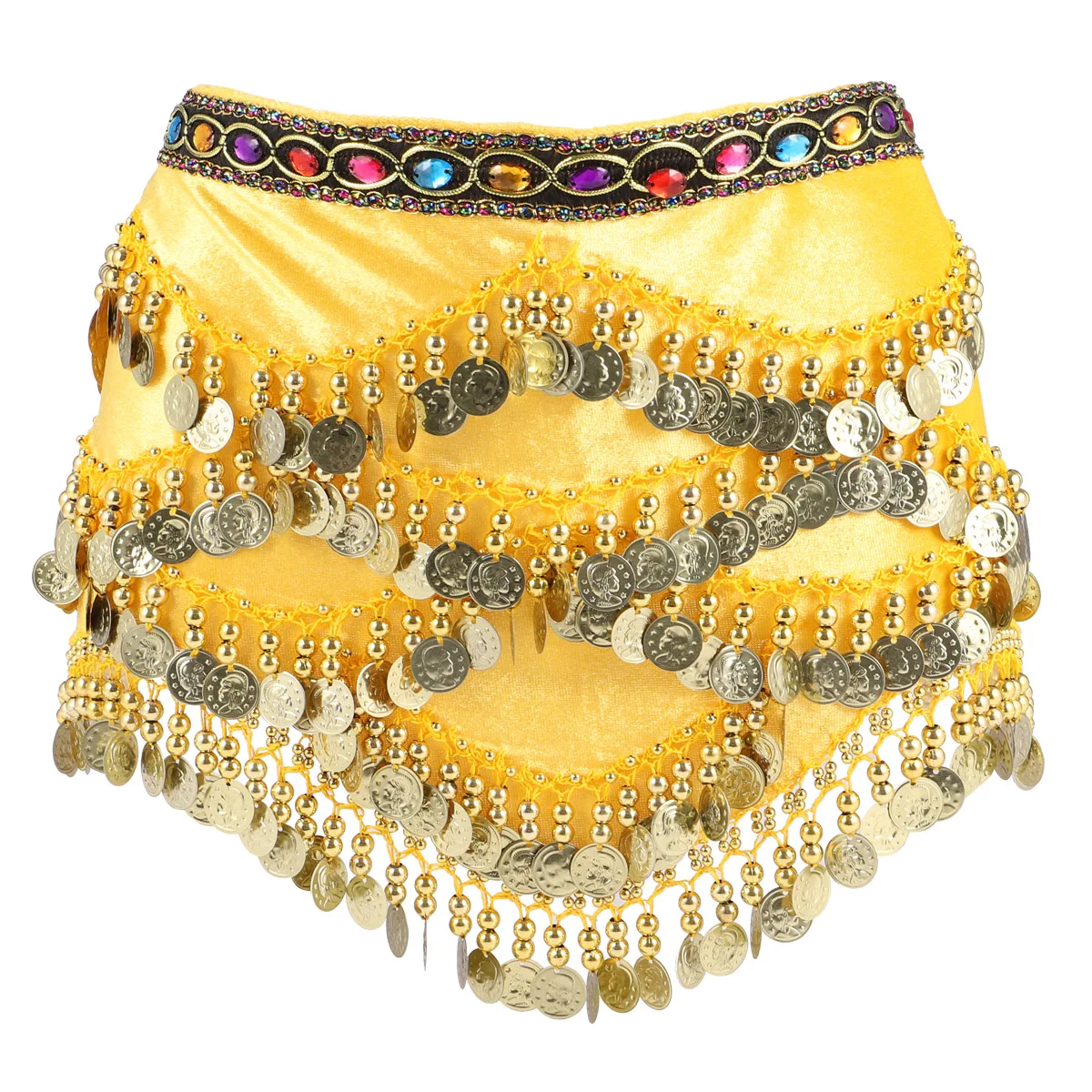 1 قطعة المرأة الرقص الشرقي وشاح الورك التفاف لامعة ديامانتي عملة ديكور خفيفة الوزن الأوشحة الأنيقة ملابس رقص اكسسوارات الأصفر