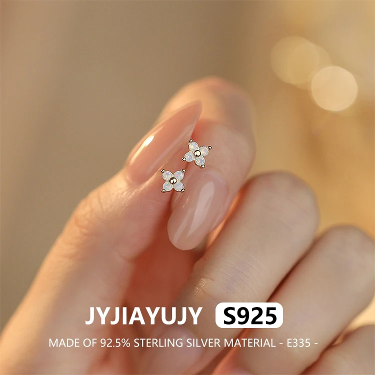 

JYJIAYUJY 100% цельно оригинальные серьги-гвоздики из стерлингового серебра S925, комплект клевера с синим цирконием, элегантный подарок для женщин, использование E335